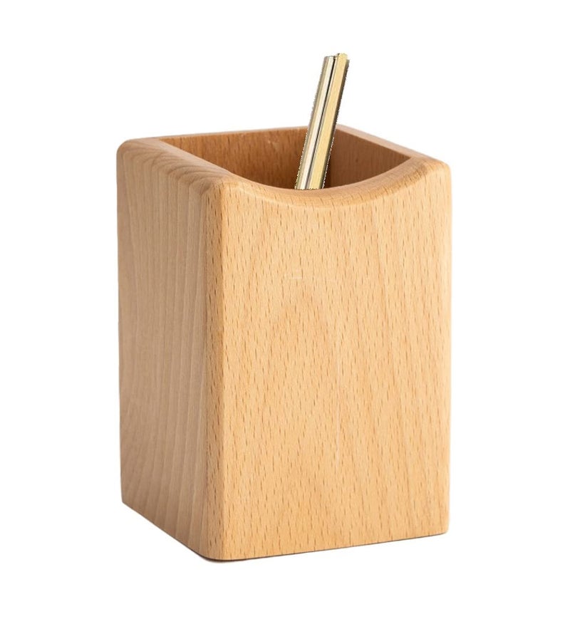 HomeImpel Wood Pen Holder Desk Pencil Holders Wooden Pen and Pencil Organizer Cup for Desktop Pens Stand Holder Cups, 10 x 7 x 7 cm, Eco Natural Color (Brown)